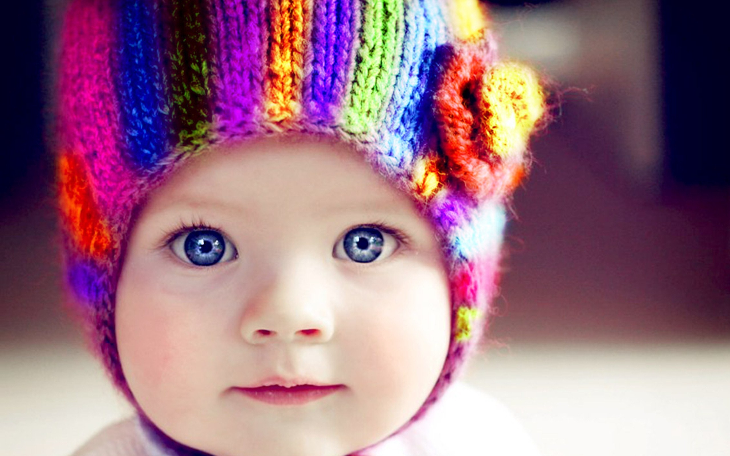 Cute Colorful Baby With Blue Eye Wallpaper HD