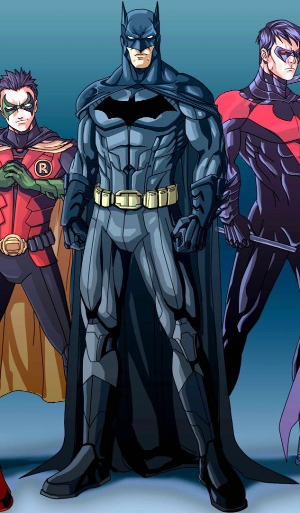 Batman Robin Dc Ics Batgirl Nightwing Red Hood Wallpaper