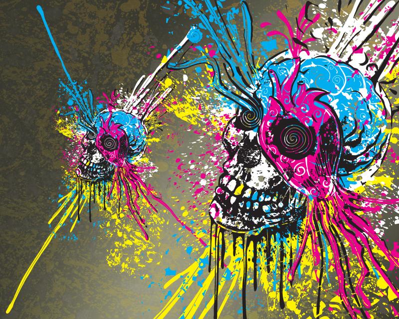 Colorful Abstract Skulls HD Wallpaper