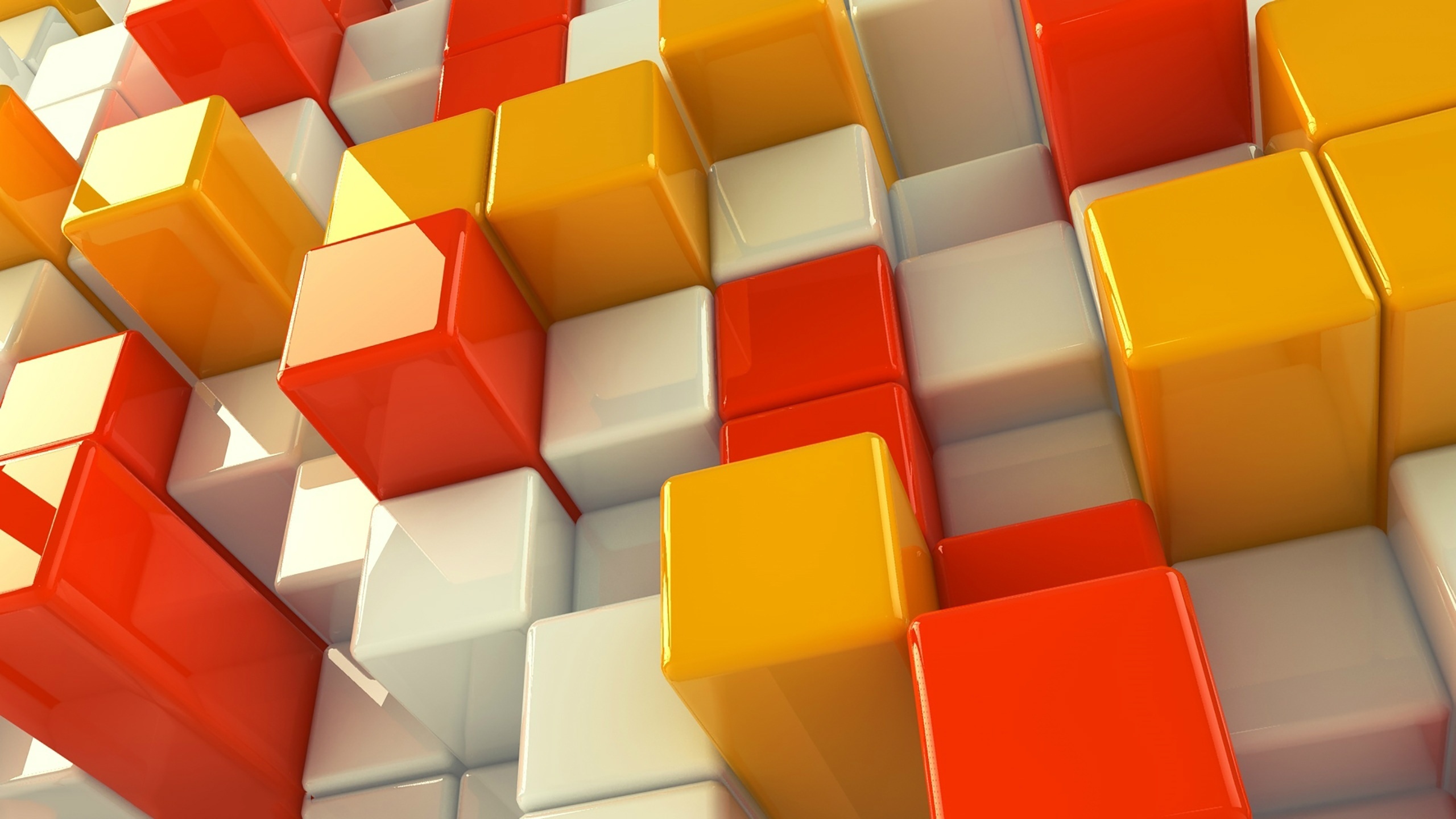 White Orange And Yellow Cubes Colour Background 3d
