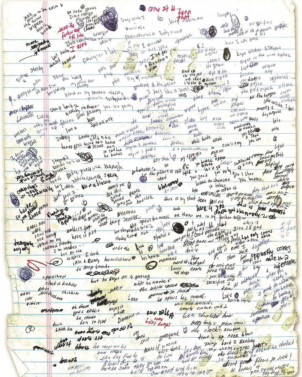 Hand Written Lyrics For Lose Yourself By Eminem R Pics
