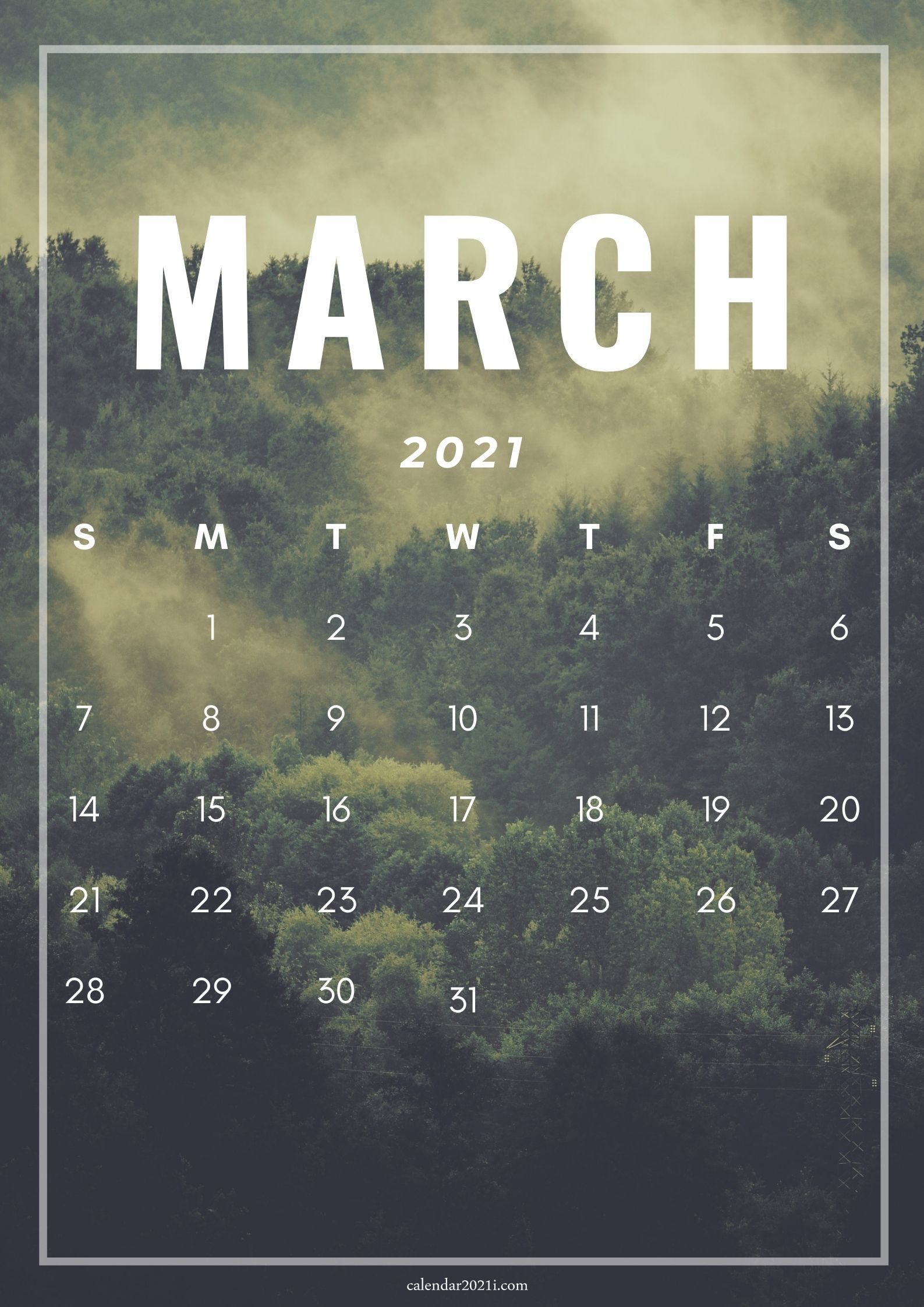 March Mobile Calendar Wallpaper