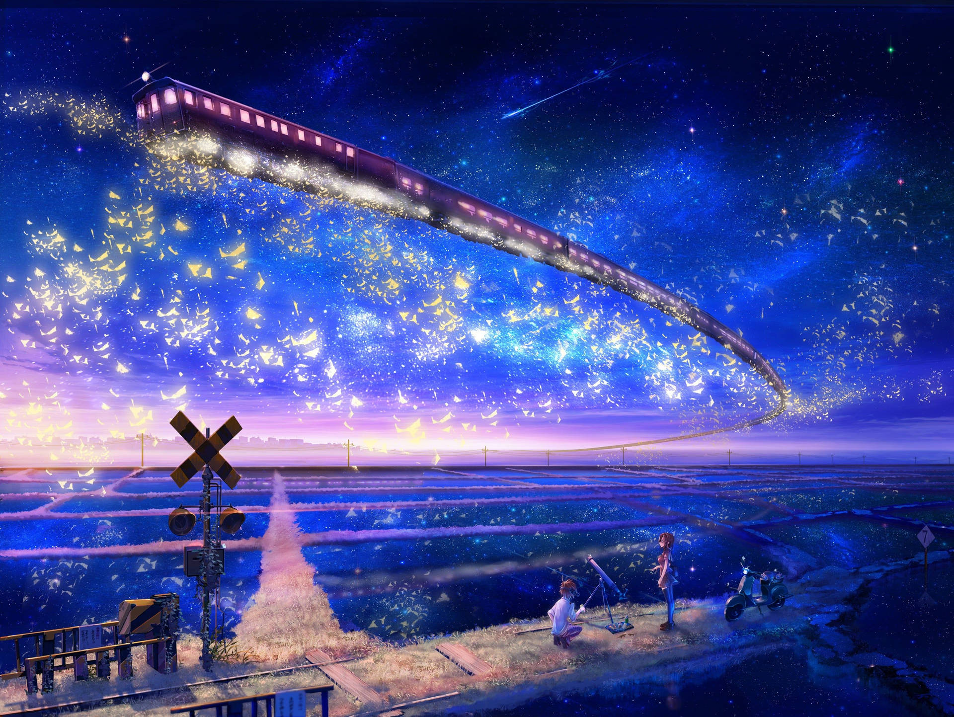 Blue Anime Scenery Wallpaper S
