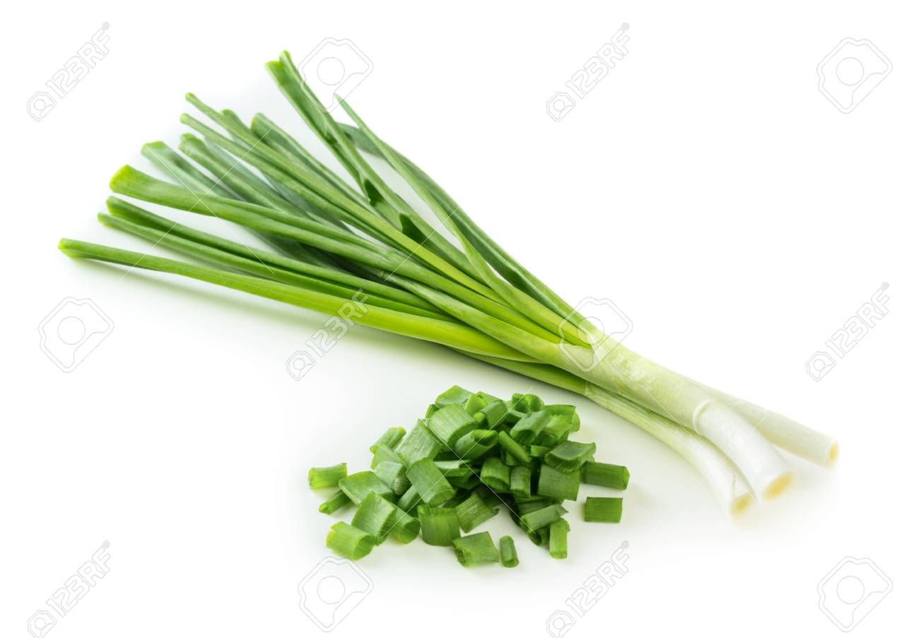 Chopped Green Onion Isolated On White Background Stock Photo