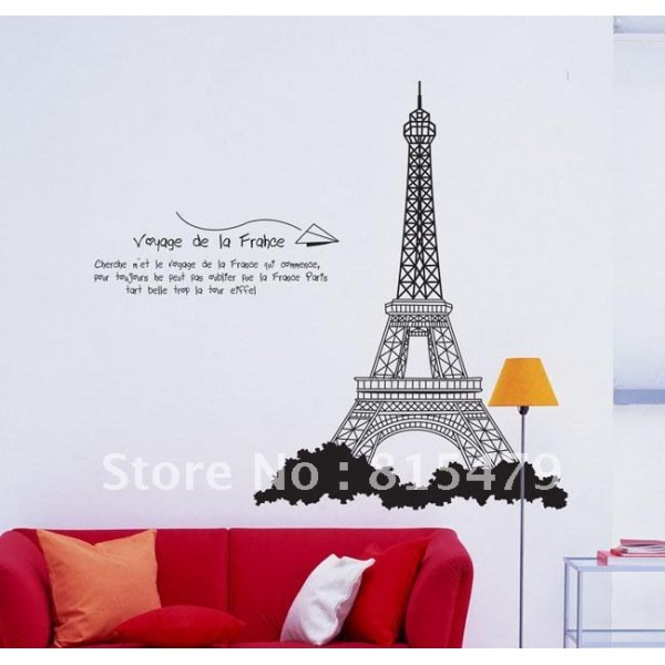 Wholesale New Design Paris Eiffel Tower Wallpaper Mural Decals Decor
