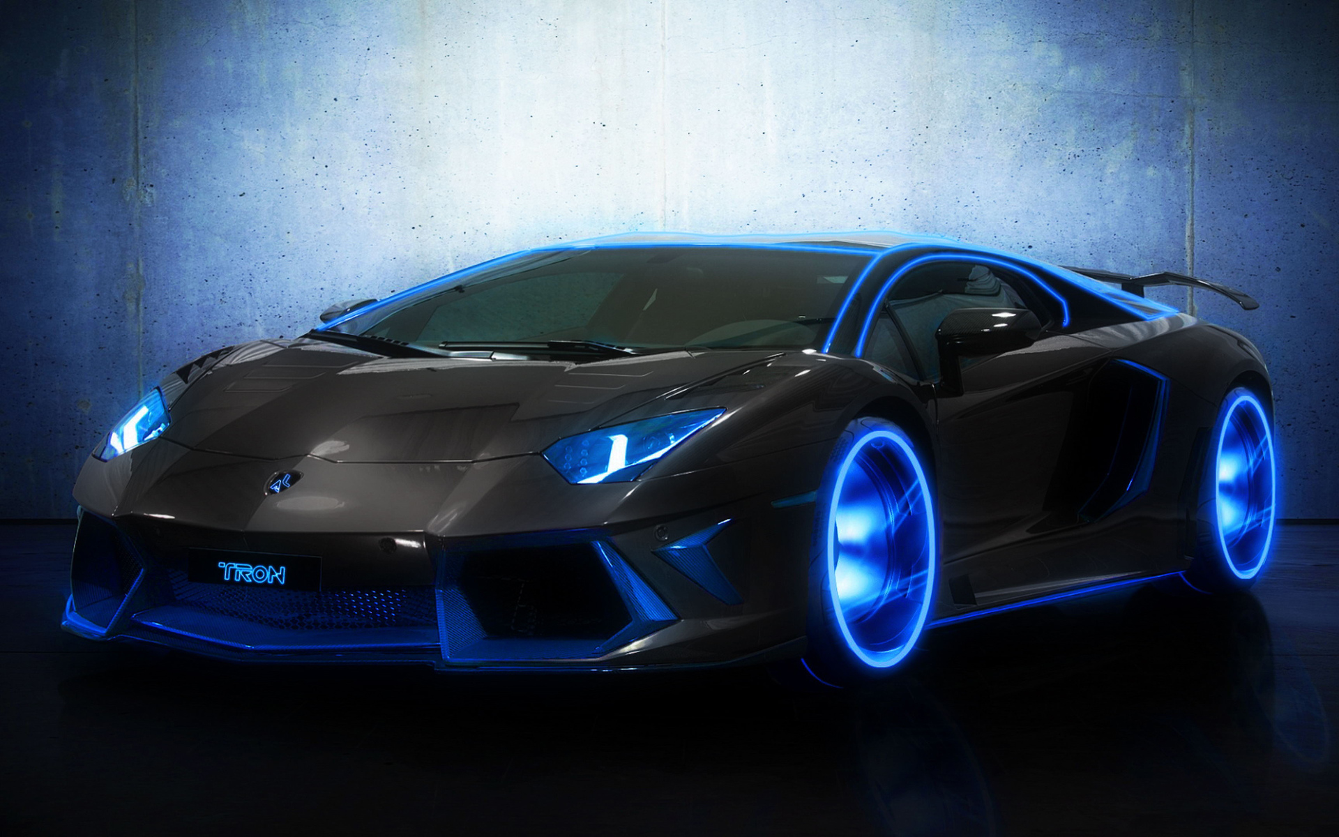 Lamborghini Aventador movies tron manipulation cg digital art neon