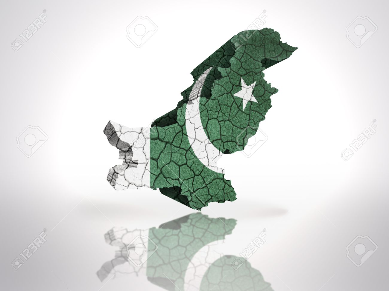 Map Of Pakistan With Pakistani Flag On A White Background Stock
