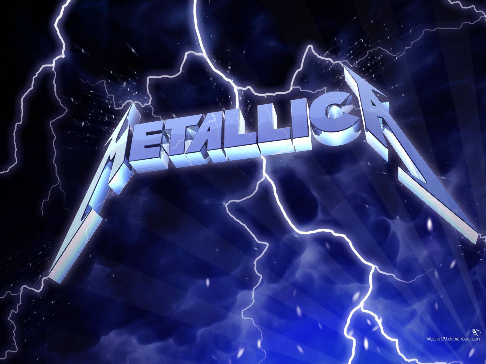 Metallica logo with lightning background