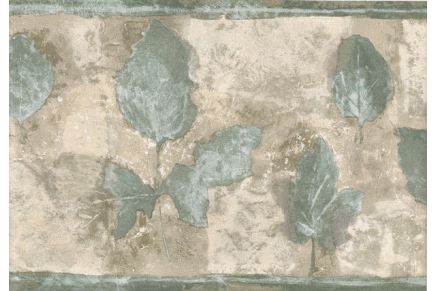 Green Cream Olive Leaf Wallpaper Border