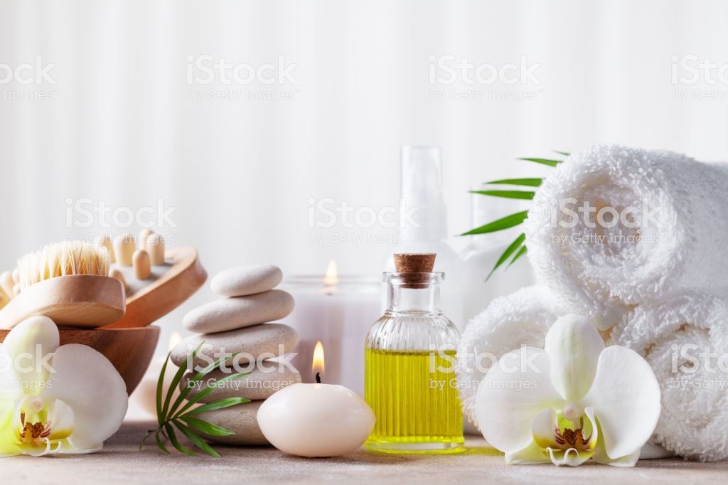 Spa Beauty Treatment And Wellness Background With Massage Pebbles