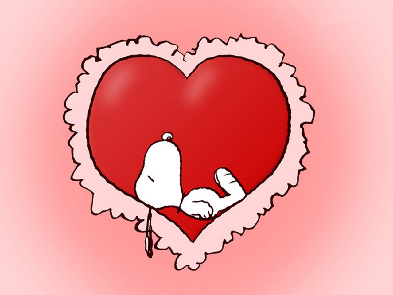 Wallpaper Snoopy acostado en un corazon 1280x960