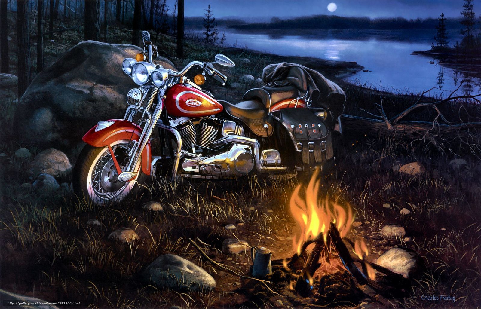 Wallpaper Charles Freitag Motorcycle Harley