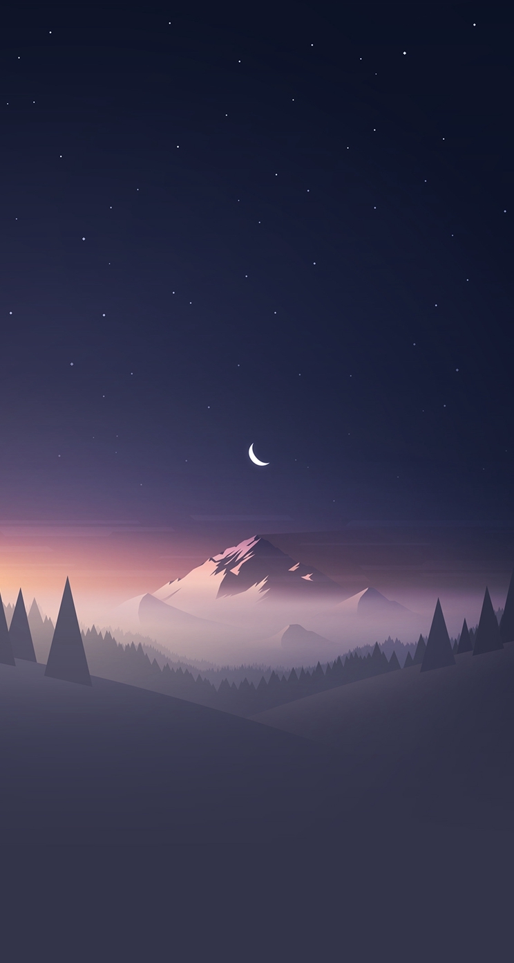 Mountain Stars Moon iPhone Wallpaper 3d