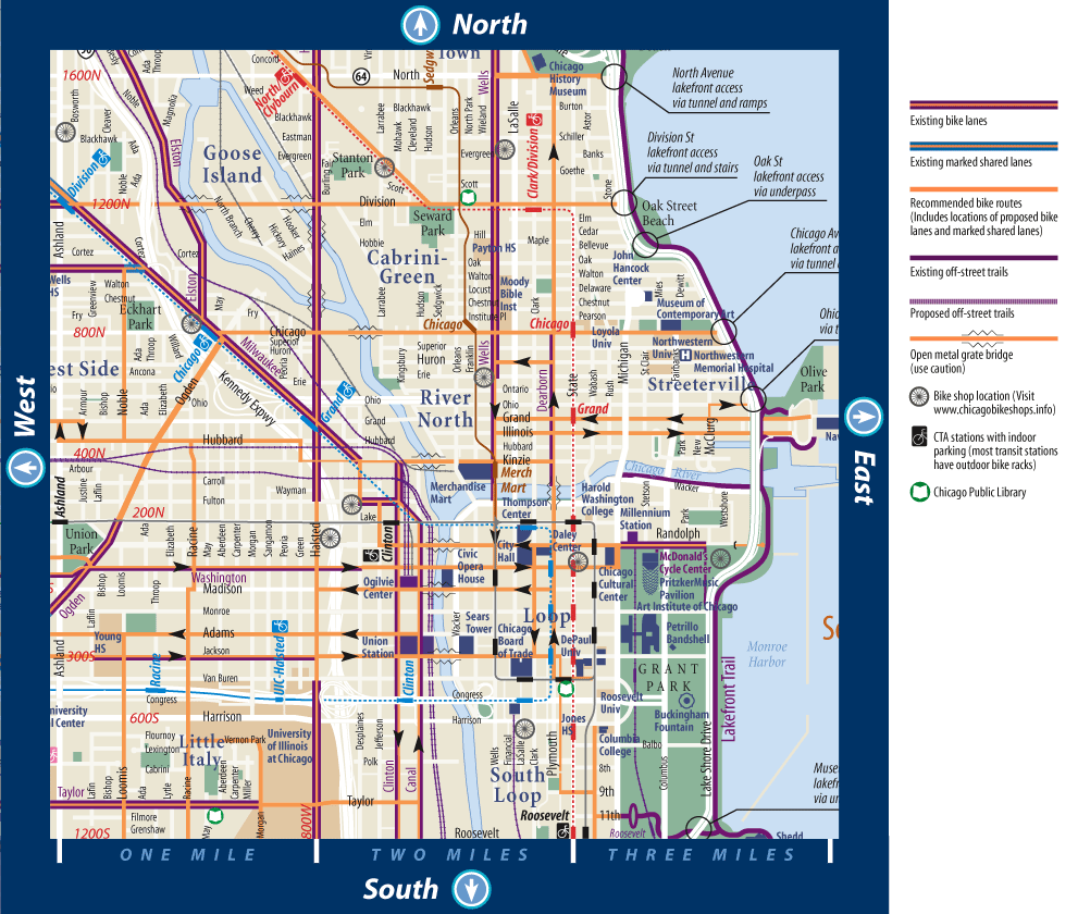 Biking In Downtown Chicago Illinois Map See Details From