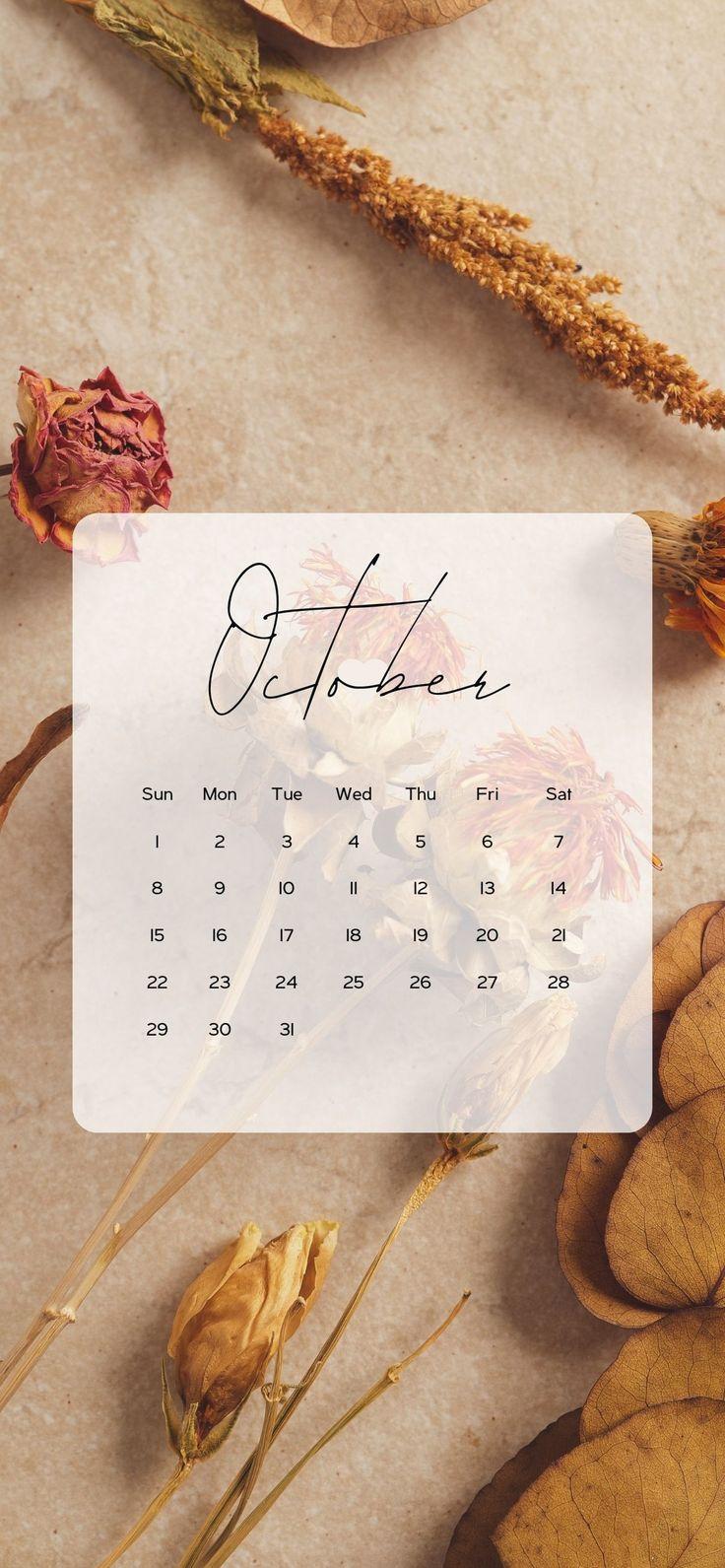 October Calendar Wallpaper Aesthetic Background Anjahome
