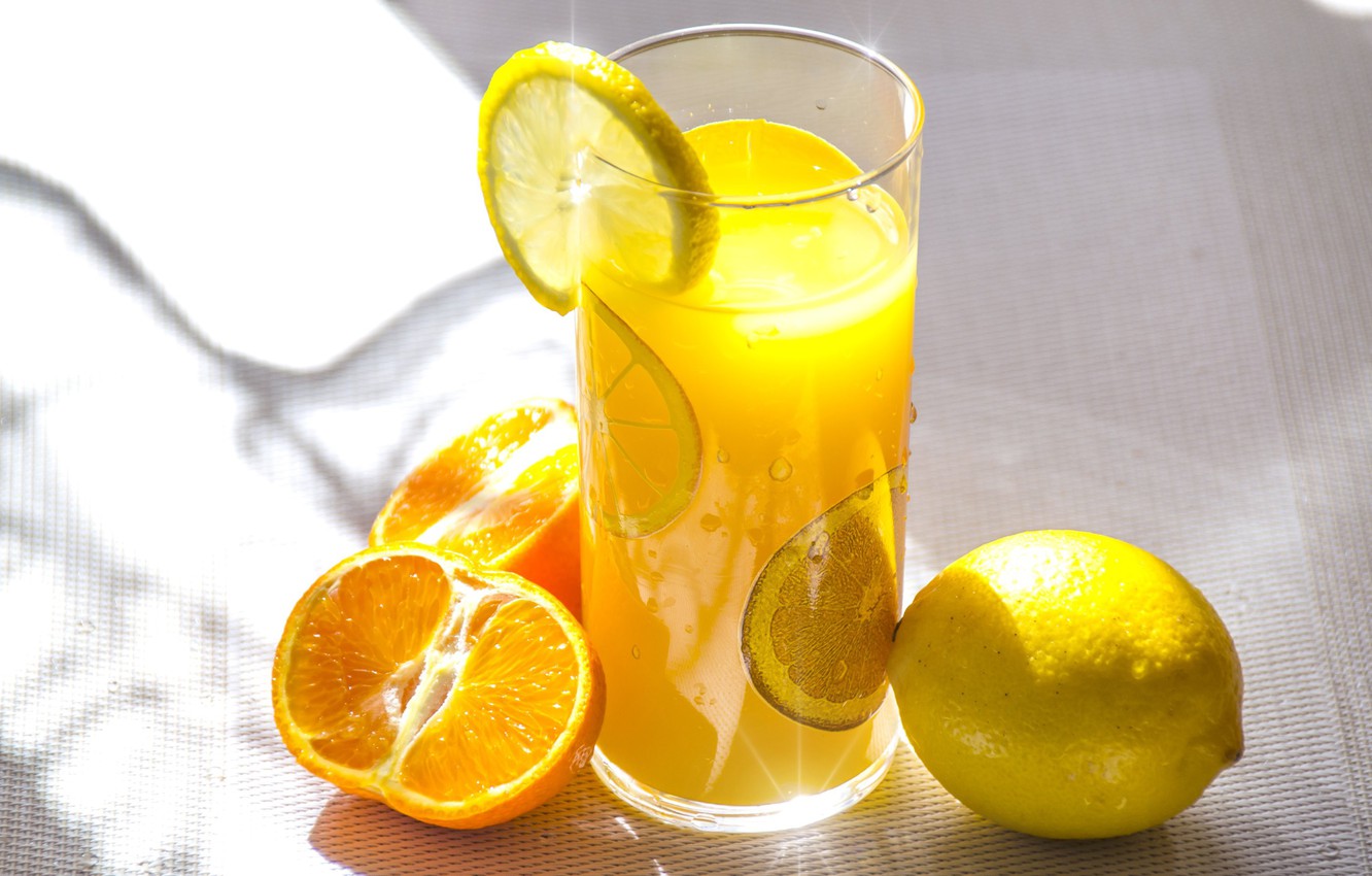 Wallpaper Glass Lemon Orange Fruit Citrus Juice Image For