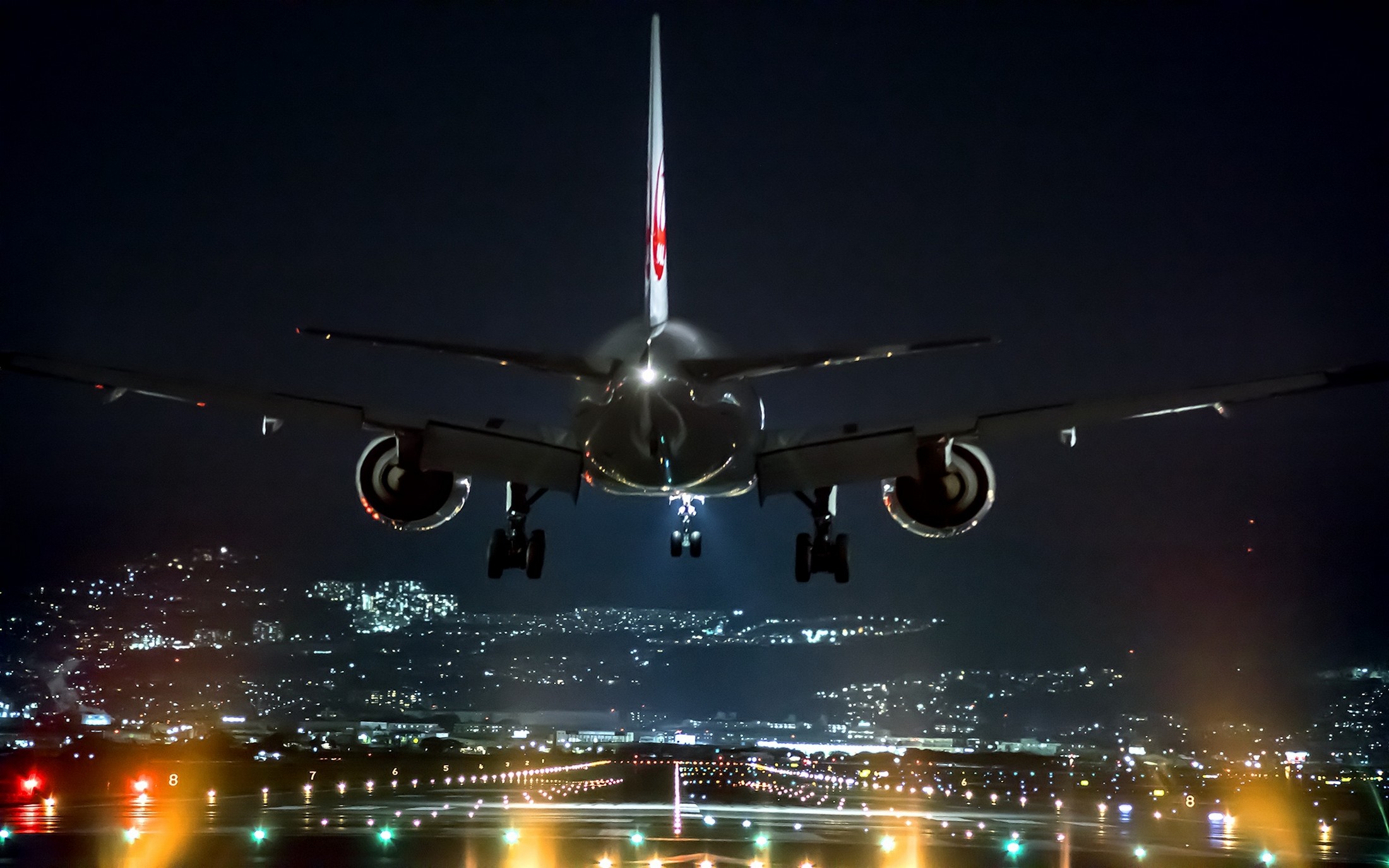 Airplane At Night Wallpaper
