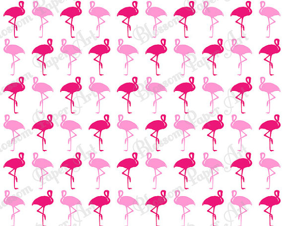 Flamingo Pink White Background Digital Scrapbooking Paper
