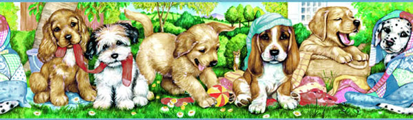 Puppies Prepasted Wall Border Roll Puppy Dogs Wallpaper