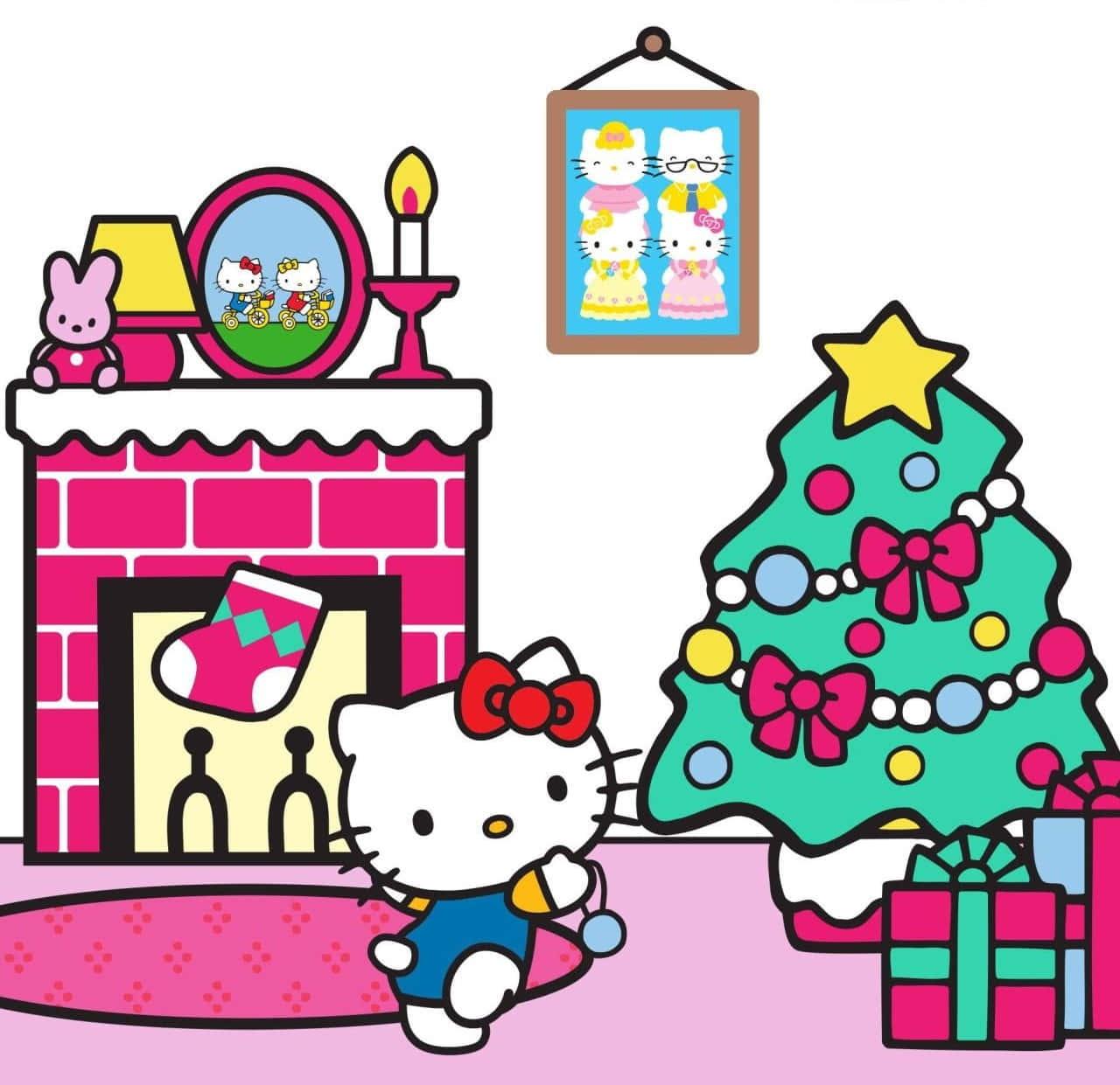 Download Get ready for the cozy Hello Kitty Christmas Wallpaper