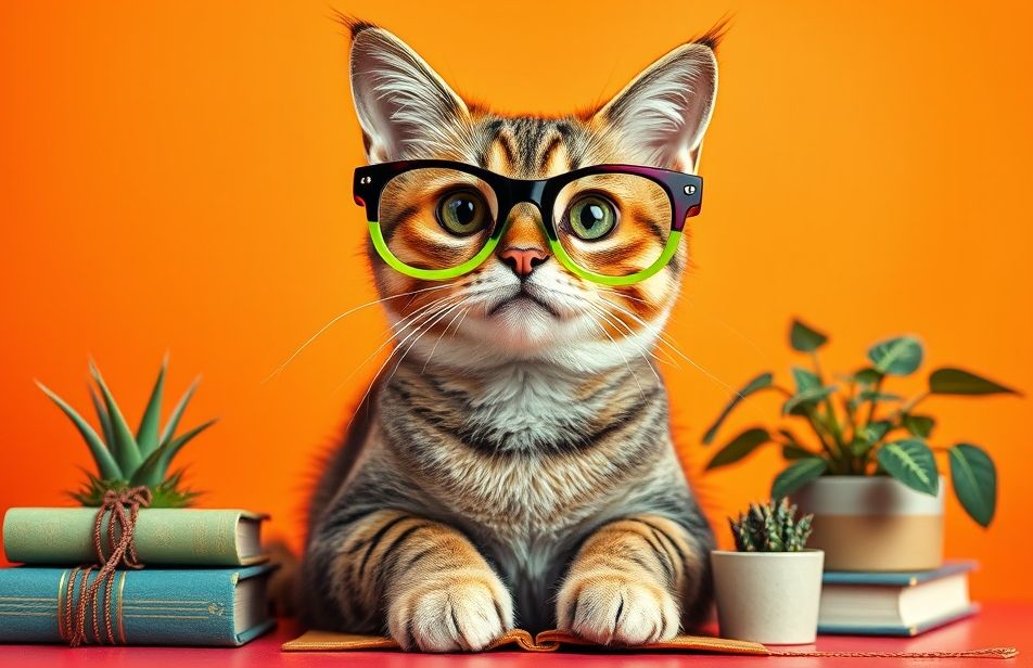 Cat With Glasses Wallpaper