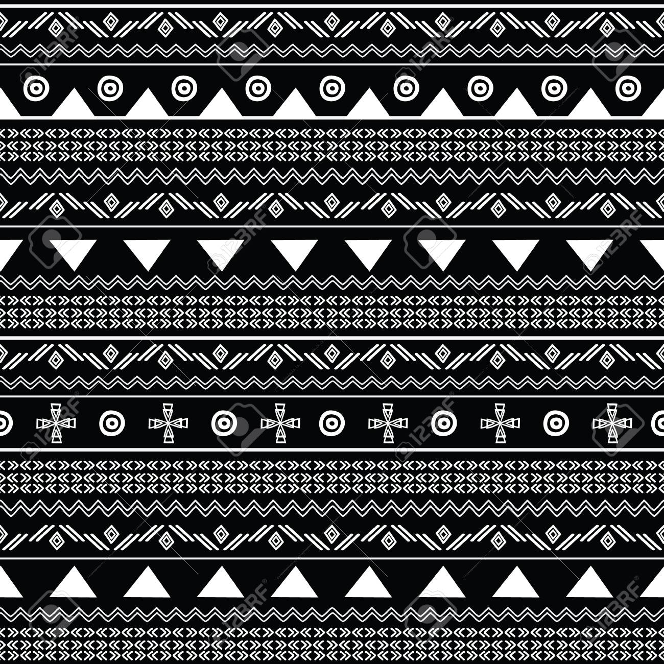 Tribal Black And White Seamless Repeat Pattern Great For Folk 1300x1300