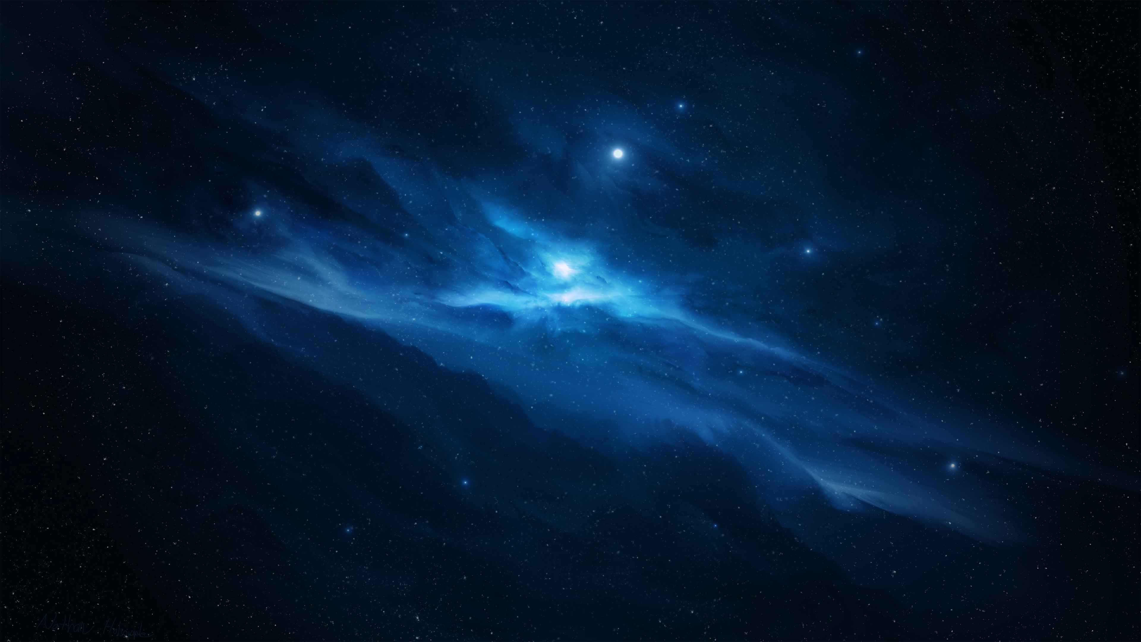 Wallpaper Drawings And Paintings Space Stars Nebulae Blue 4k