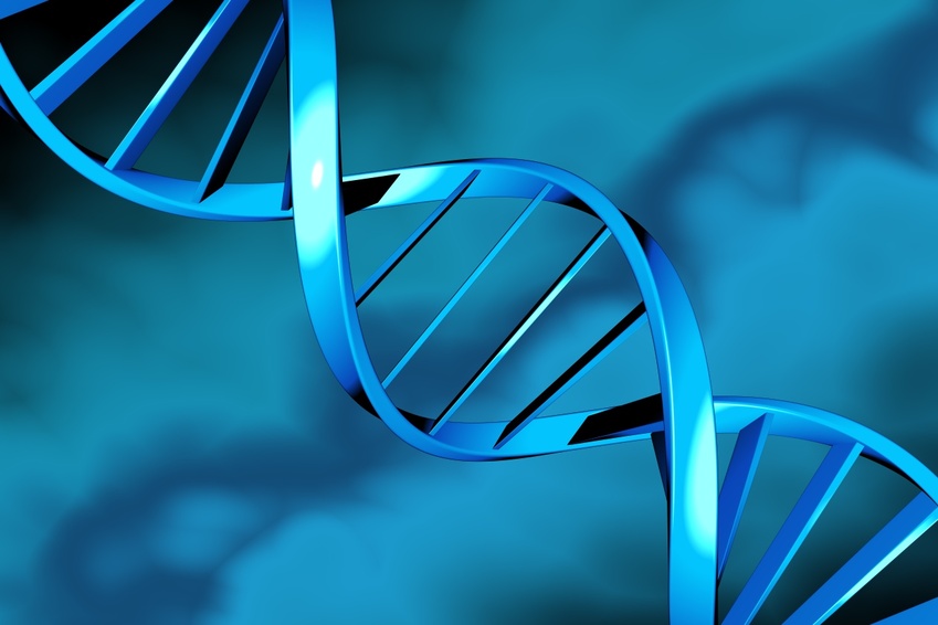 DNA double helix on a blue background
