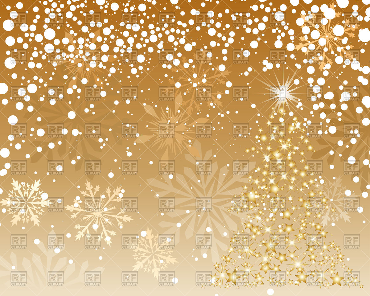 Brown Christmas background with snowflakes and fir tree Vector