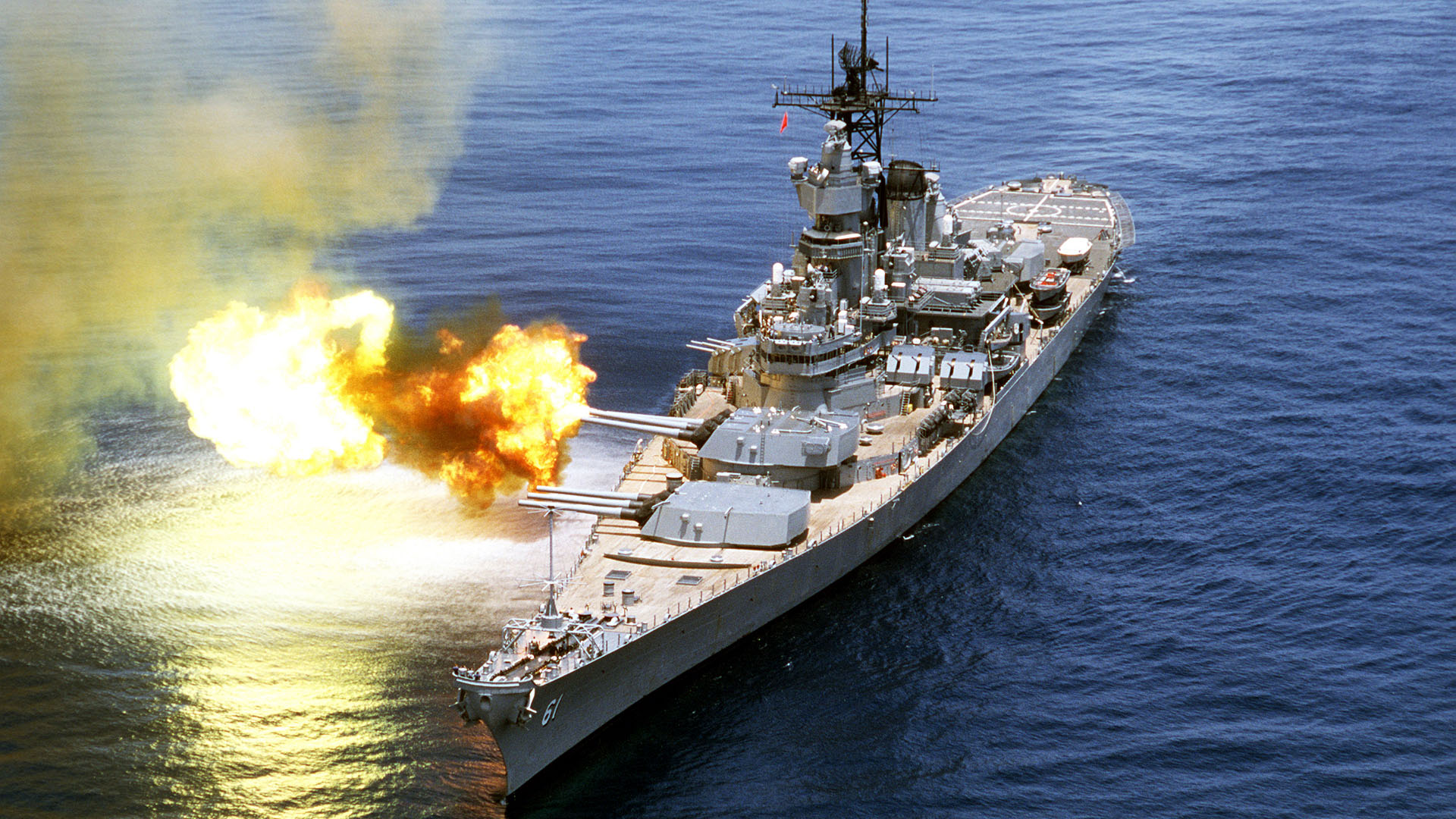 Uss Iowa Battle Battleship Fire Gun Guns Navy Design Desktop Wallpaper