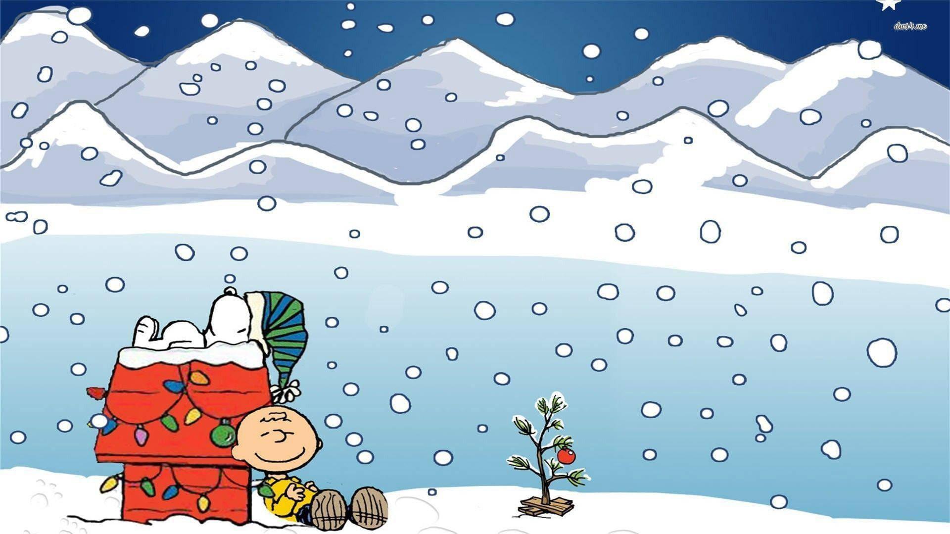 Download Snoopy Christmas Outdoor Snow Wallpaper