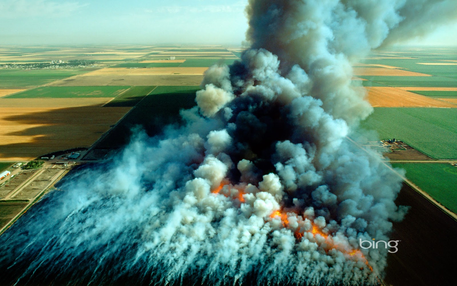 Aerial view wheat field stubble burn Kansas Harald SundGetty