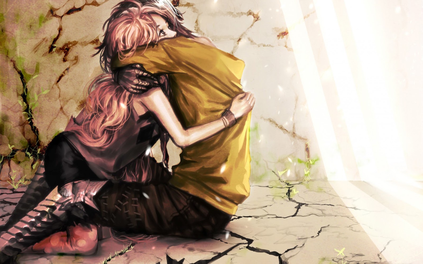Anime Couple Girl Boy Hug HD Wallpaper Desktop PC Background