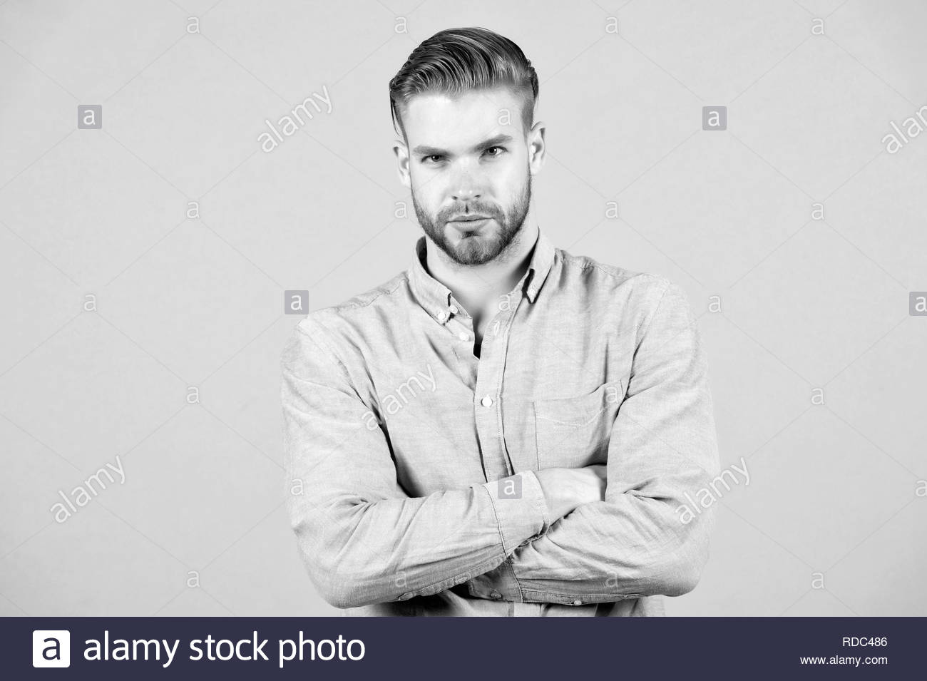 Free download Bearded man keep arms crossed on grey background Macho in ...