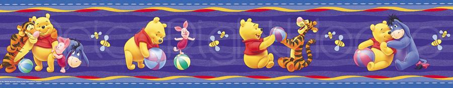 Details about WINNIE THE POOH BLUE SELF ADH WALLPAPER BORDER NEW