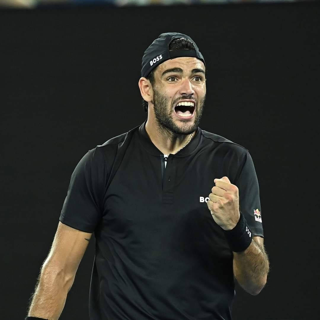Matteo Berrettini Passionately Pumping His Fist During A Wallpaper