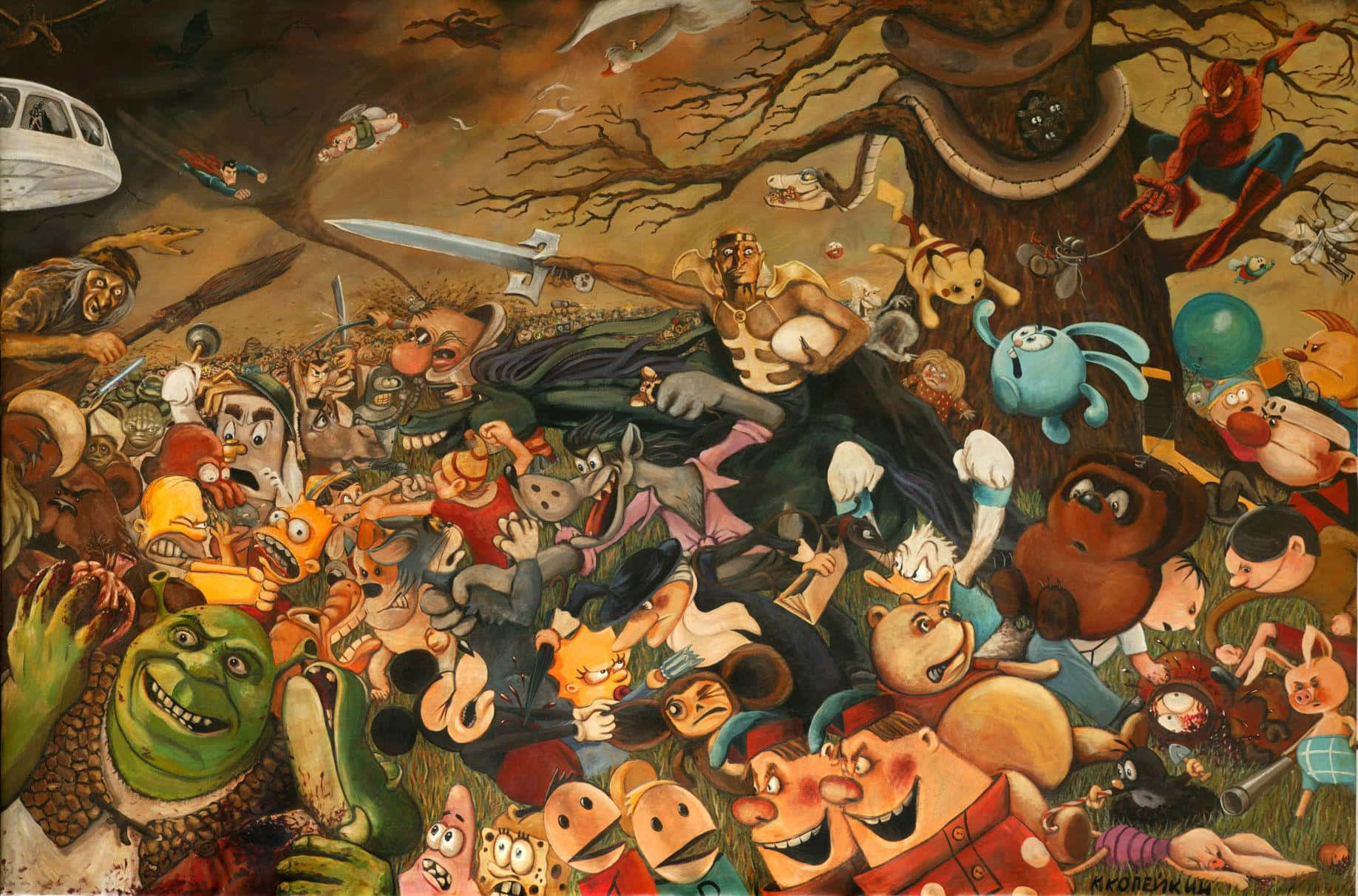 A Colorful Cartoon Collage Wallpaper