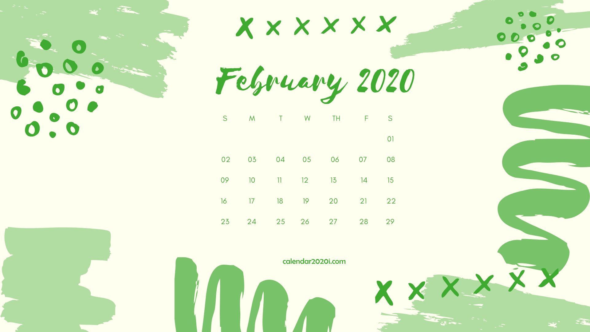 Cute February Calendar Desk Template Floral Wallpaper