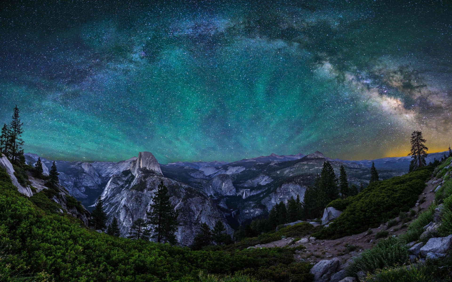 Wallpaper USA California Yosemite National Park mountains night