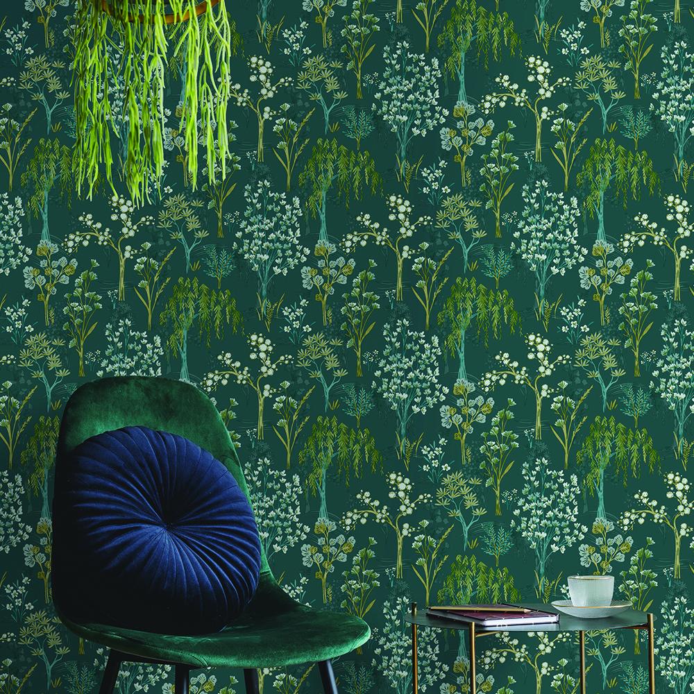 Whimsical Botanicals Wallpaper In Teal By Walls Republic Burke Decor