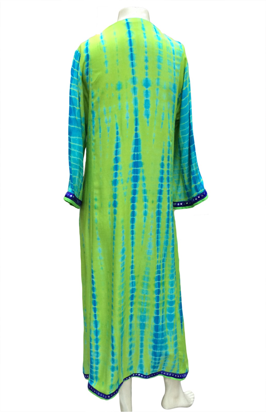 Butter linen tunic w with hand tie dye and mirror work border