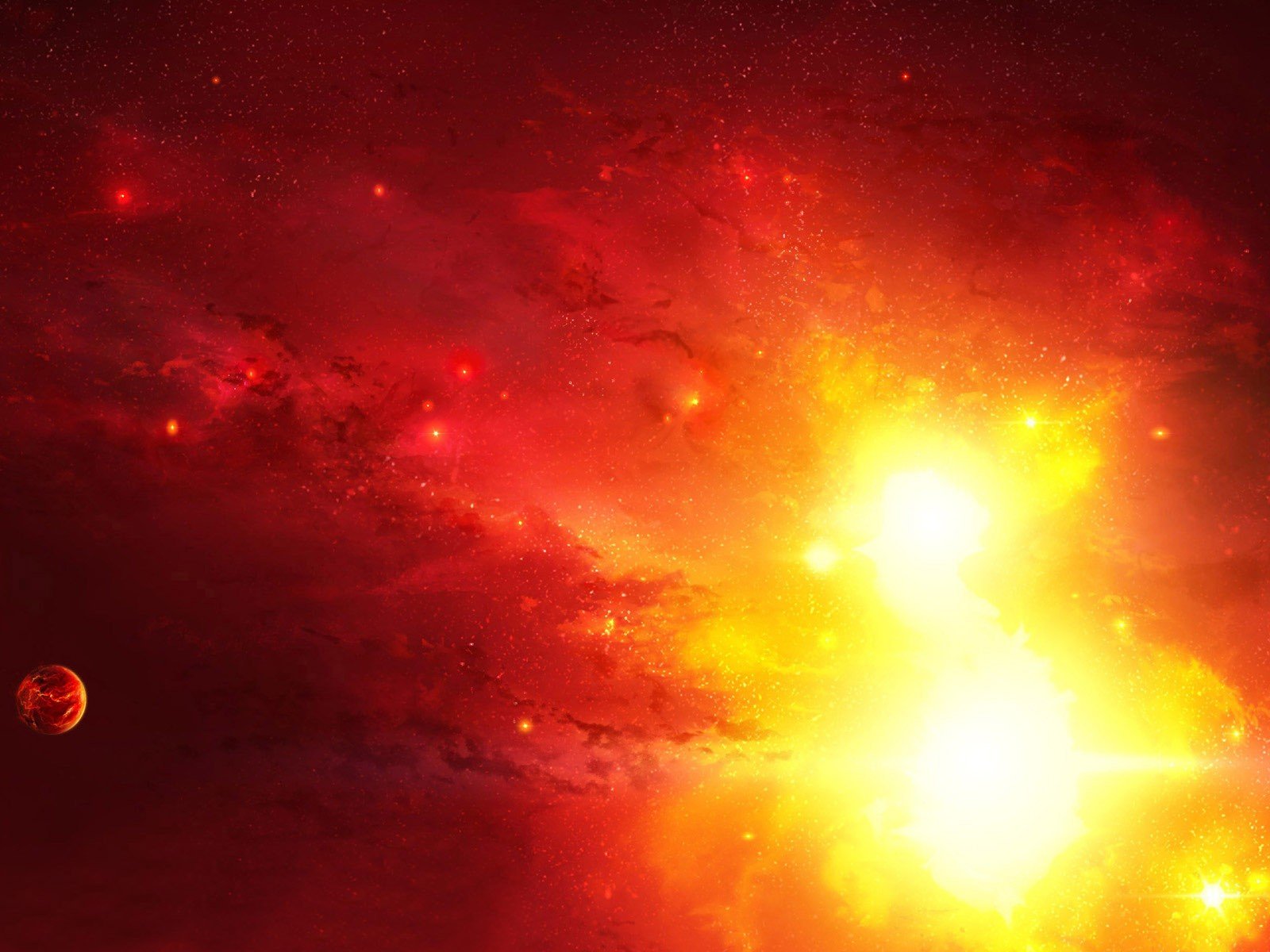 Outer Space Red Bright Wallpaper HD