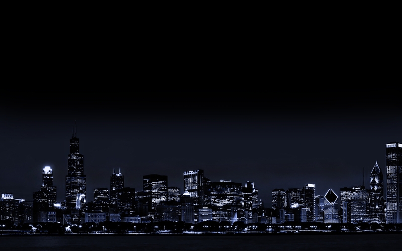Skyline Chicago City Lights Wallpaper