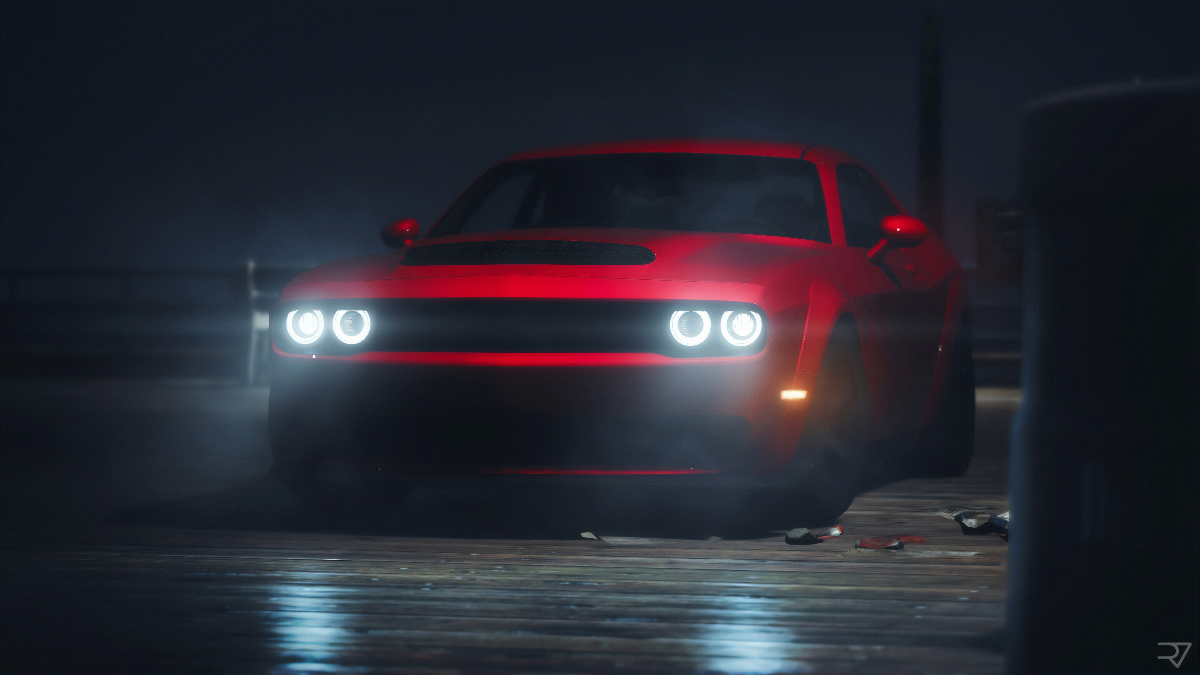 Red Dodge Challenger Srt 4k Wallpaper HD Cars