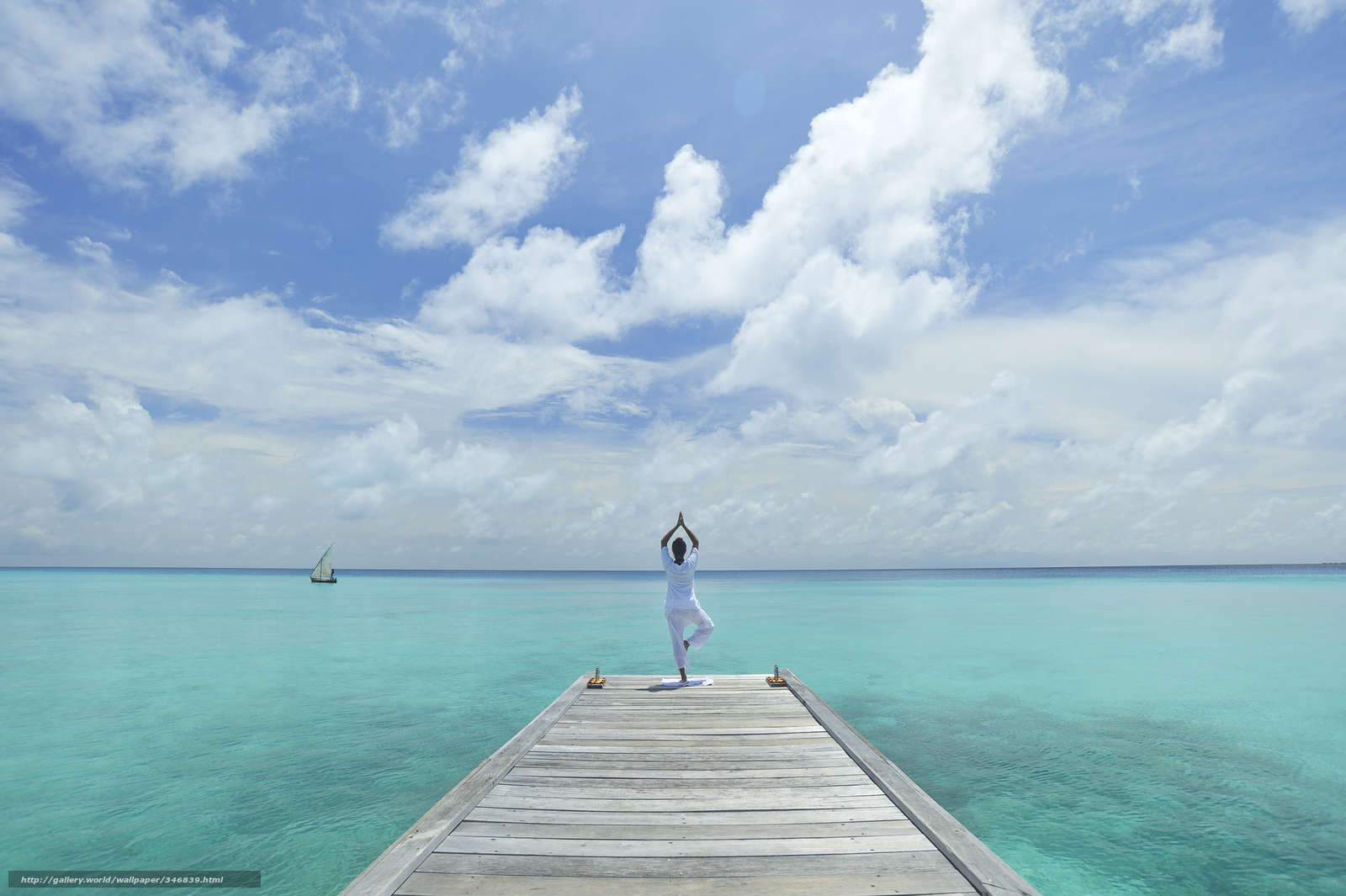 Wallpaper Yoga Maldives Blue Water Desktop