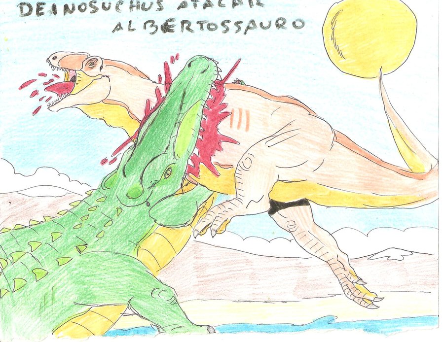 Deinosuchus Atack Albertosaurus By Lipebrazilkombat On