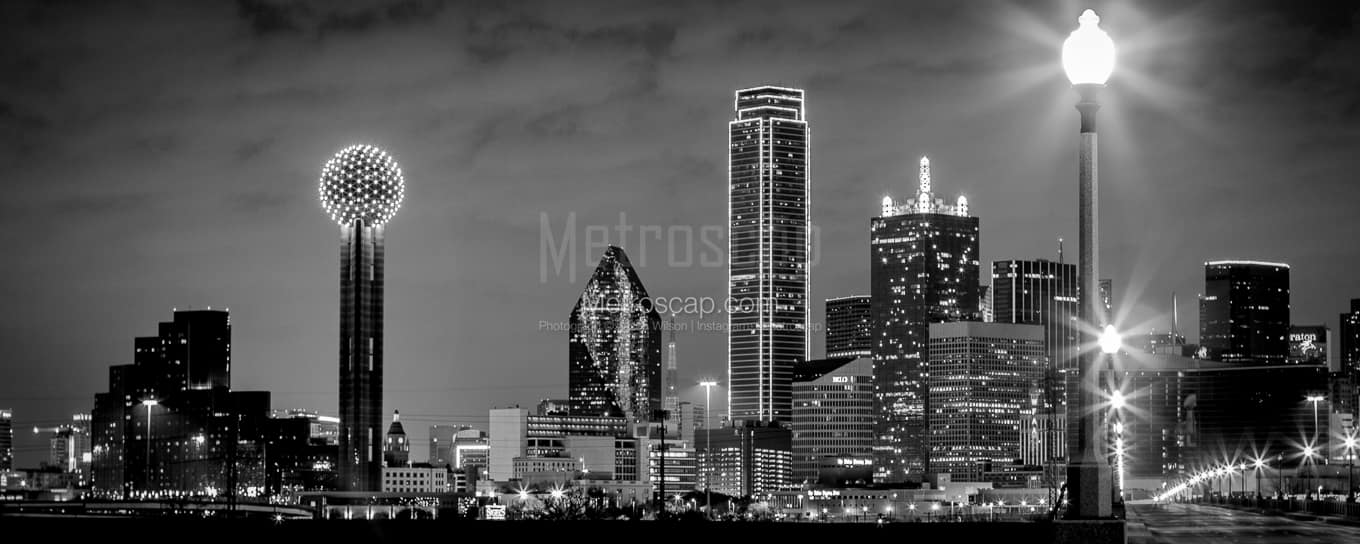 The Dallas Texas Skyline At Night Black And White Photos