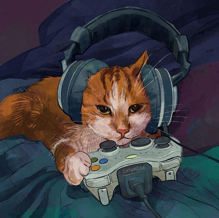 Gamer Cat Catwheezie S Print Gallery Art