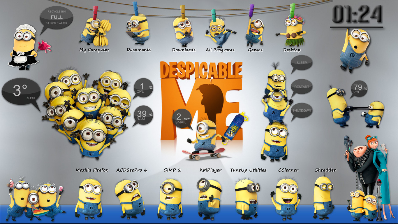 Despicable Me Desktop With Xwidget By Jimking Customization