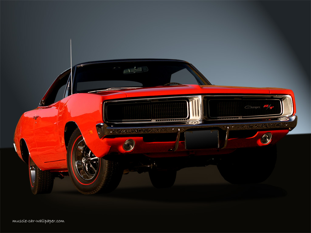 1969 Dodge Charger RT Wallpaper   Orange Hardtop   Right Front View